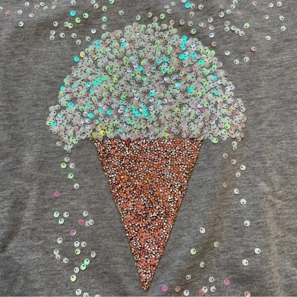 Justice Girls Gray Ice Cream Sequin Sweatshirt Size 18/20 - Picture 3 of 5